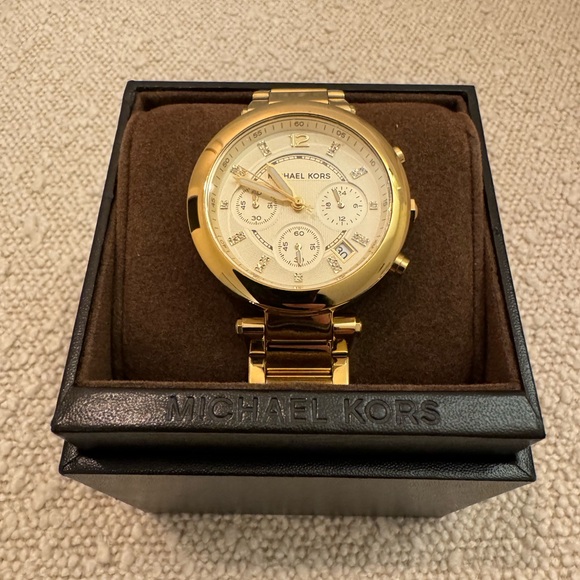 Michael KORS Parker Chronograph Champagne Dial Gold-tone Ladies Watch MK5701 - Picture 1 of 8
